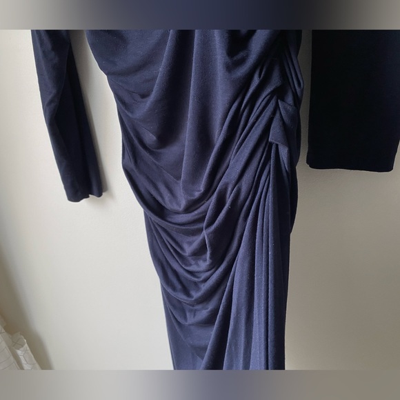 Mango black stretch asymmetric ruched minidress - Picture 12 of 13